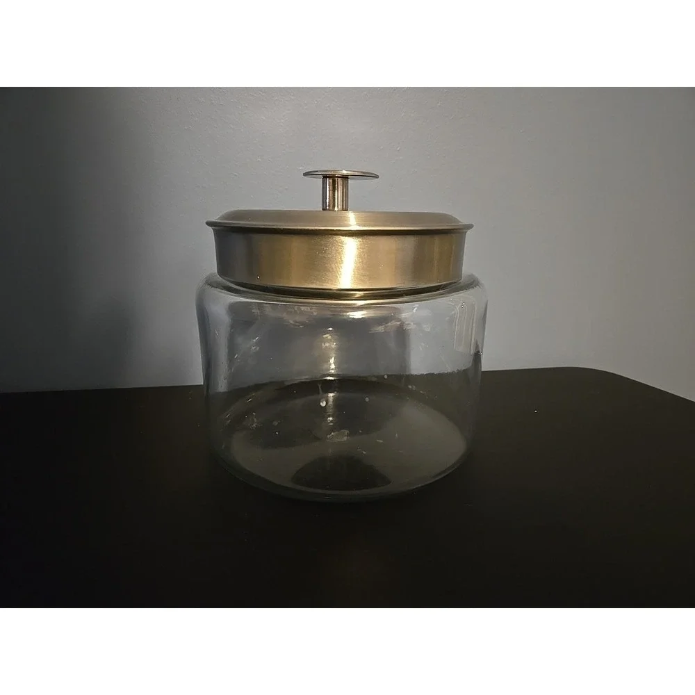 Anchor Hocking Montana Clear Glass Apothecary Jar Canister w/Stainless Steel Lid